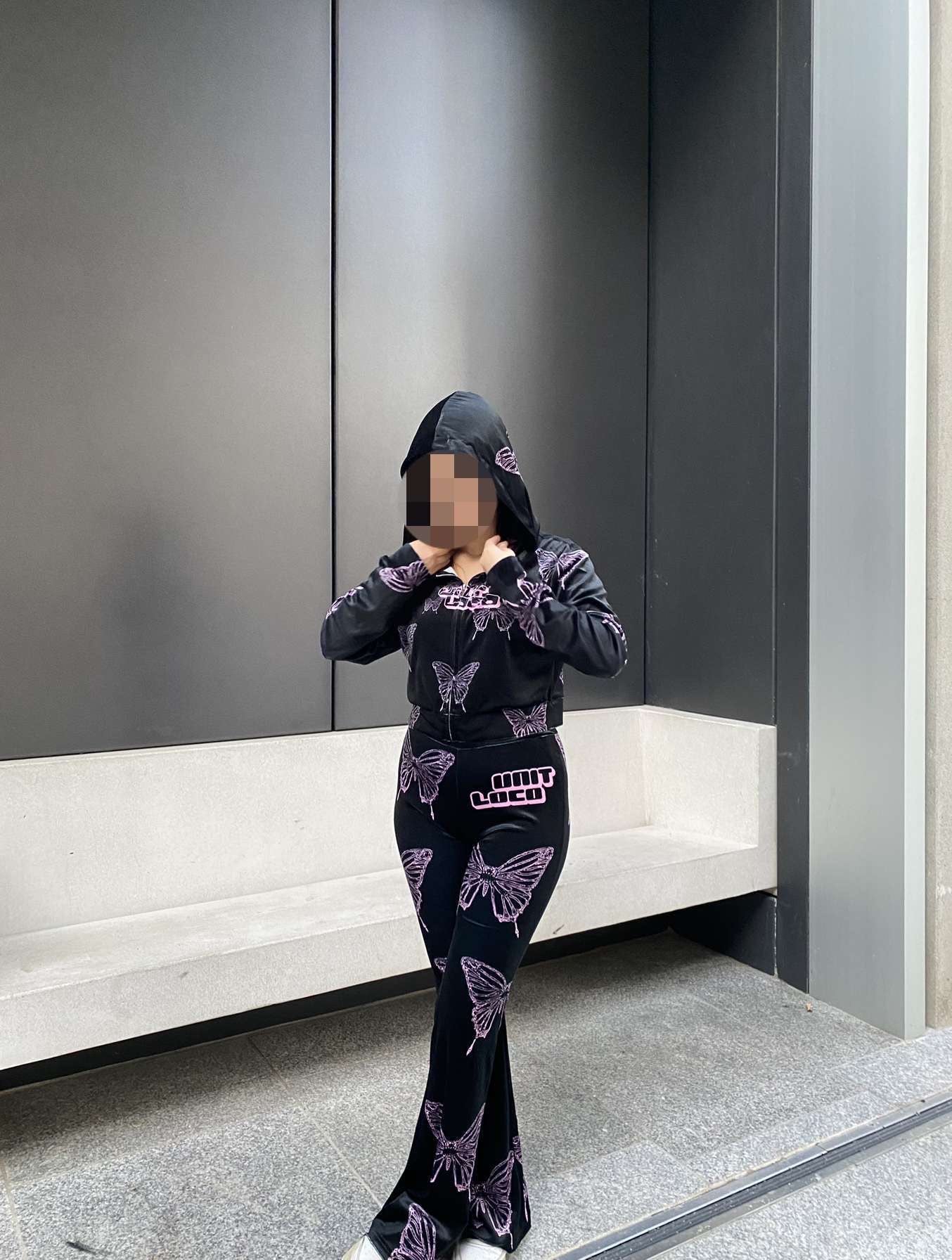 Ethereal Butterfly velvet cropped hoodie