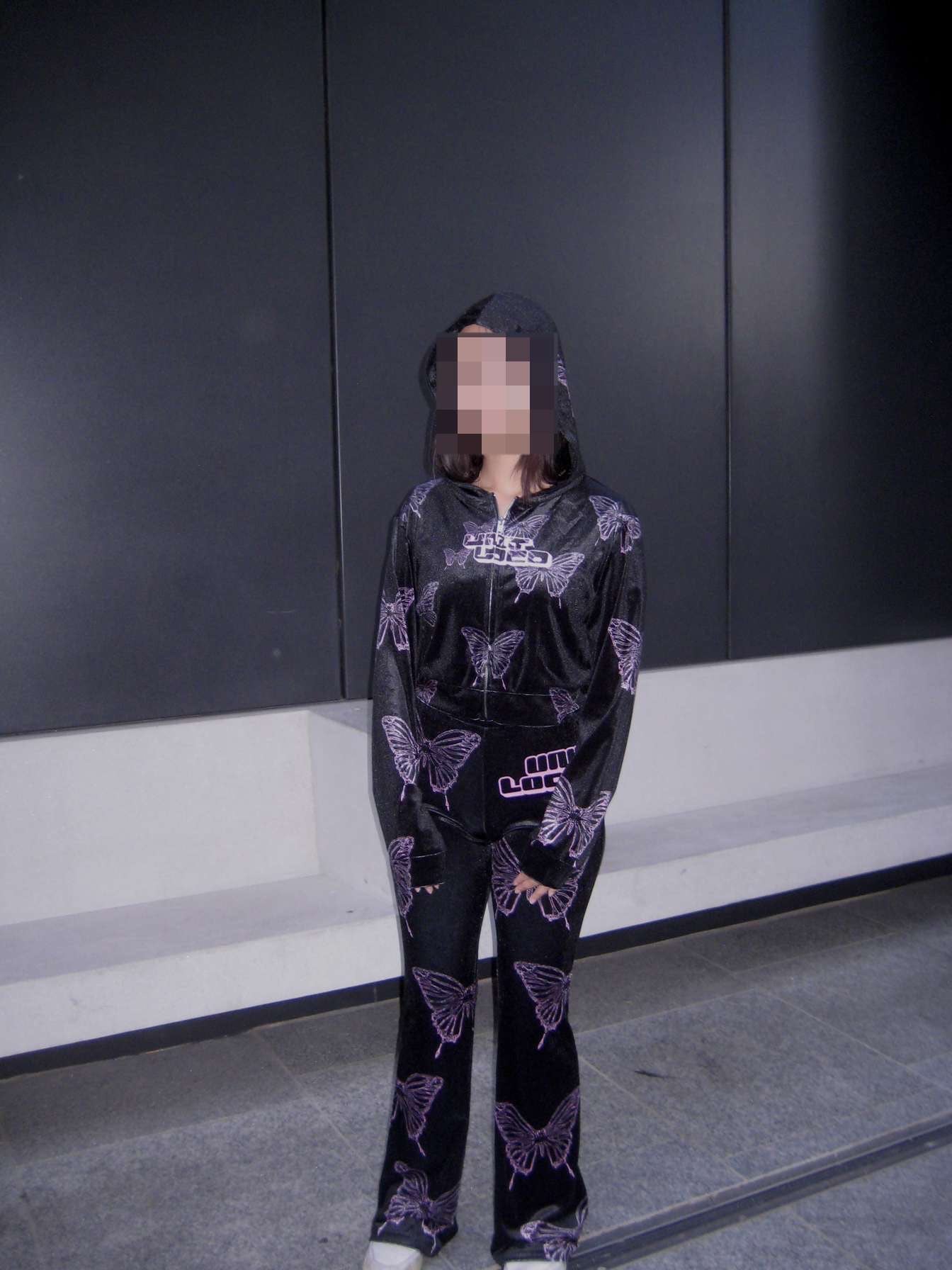 Ethereal Butterfly velvet cropped hoodie